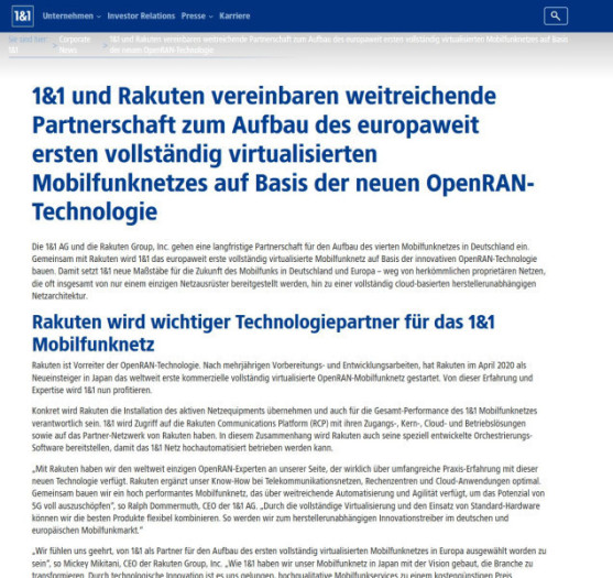 Die 1&amp;1-Pressemitteilung nach  der Änderung. (Screenshot: Golem.de)